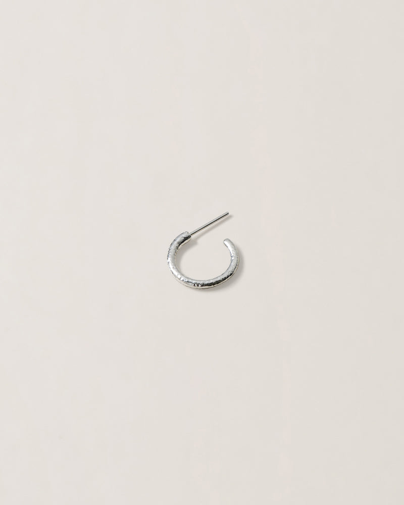 GAIA TEXTURED HOOP LIGHT PIERCED EARRING Ⅱ - PURE SILVER 999