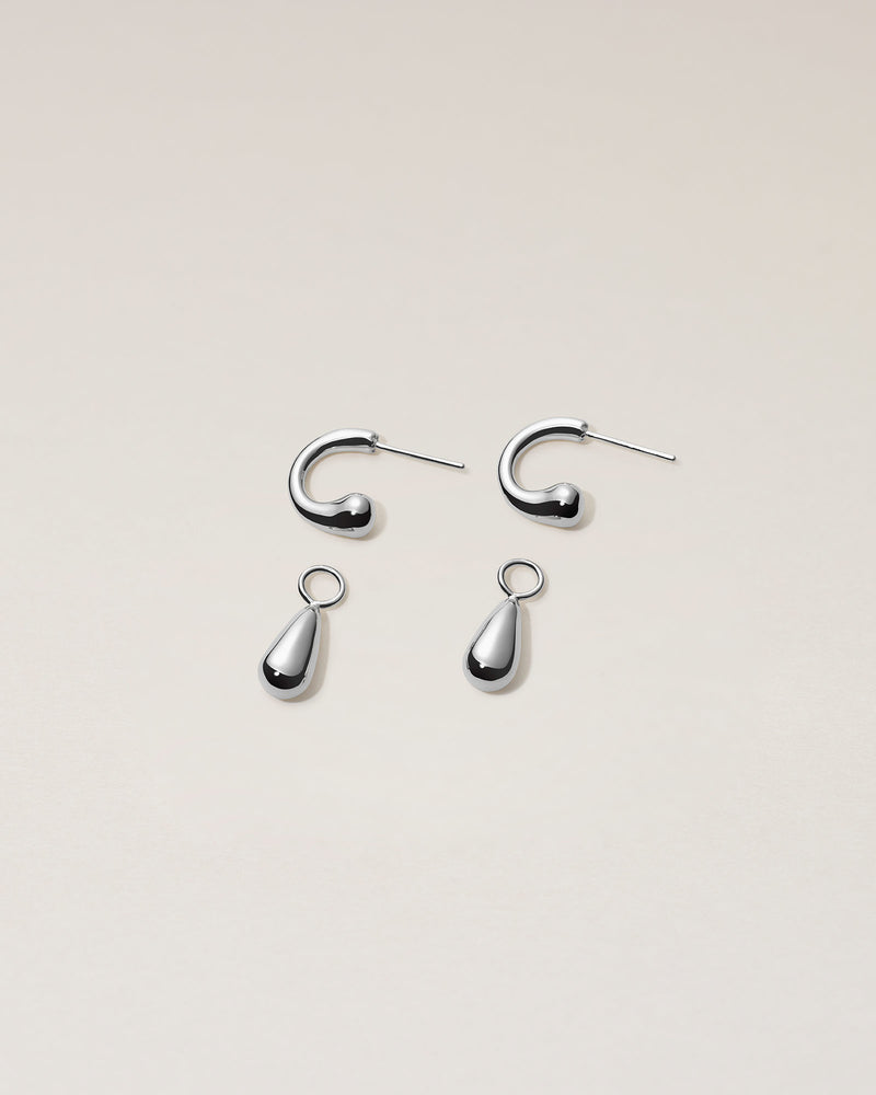 DROP PIERCED EARRINGS Ⅱ - PURE SILVER 999