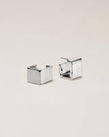 CUBE PIERCED EARRINGS - PURE SILVER 999