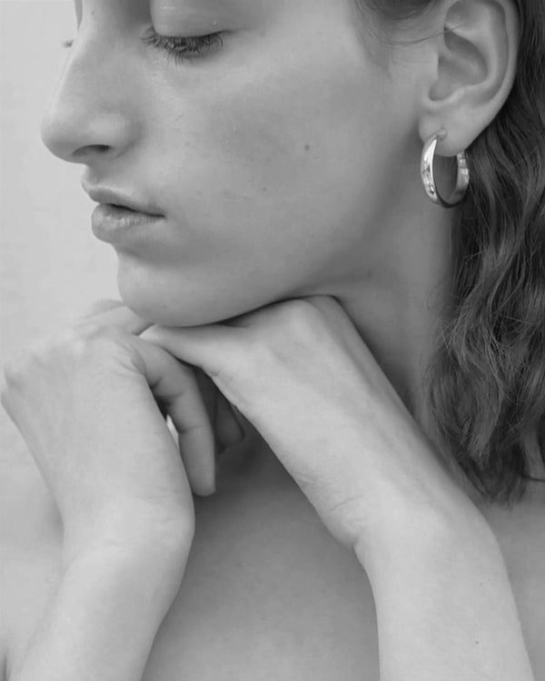 HOOP PIERCED EARRINGS Ⅲ - PURE SILVER 999