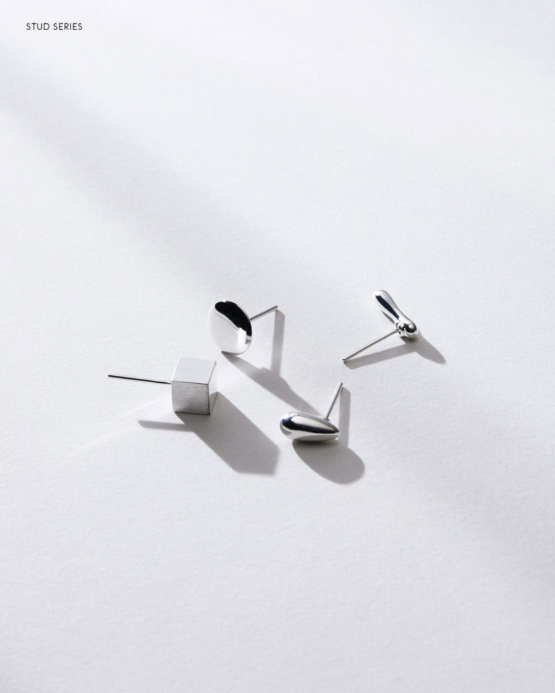 COIN STUD PIERCED EARRING - PURE SILVER 999